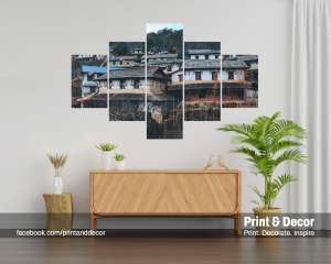 Village Houses 5 Panel Canvas By Print and Decor